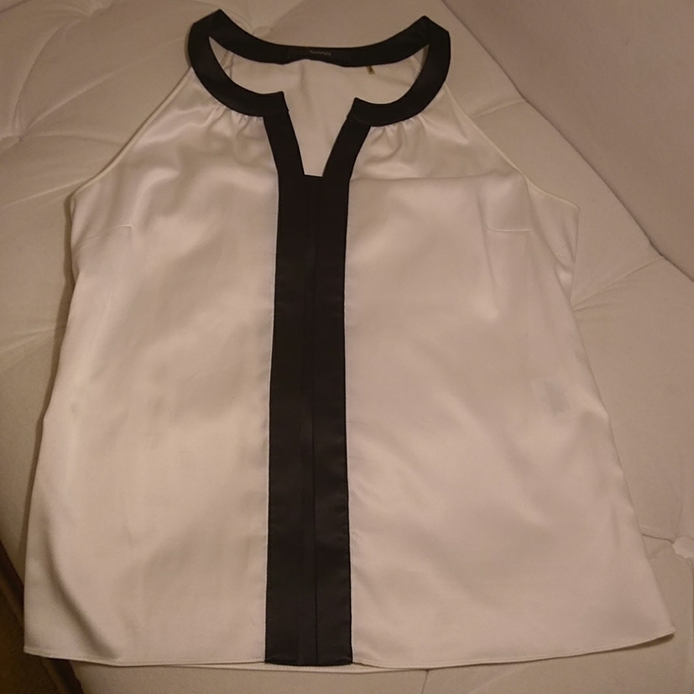 Tahari silk white and black halter top